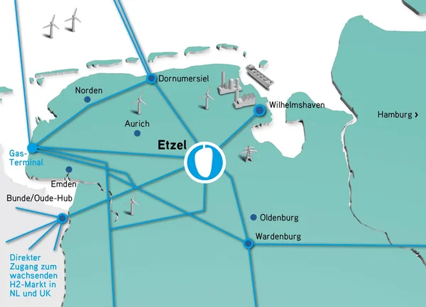 Karte der bestehenden Erdgaspipelines, die auf H2 umgerüstet werden können.