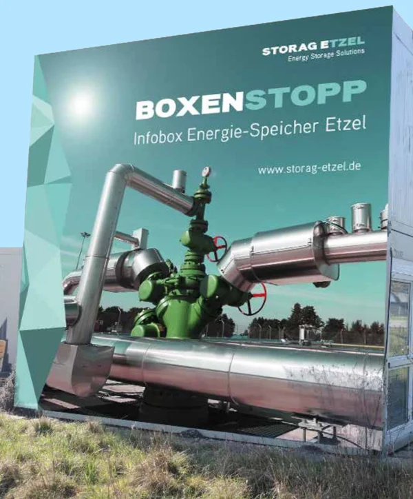 Ansicht der Infobox des Kavernen-Infozentrums der STORAG ETZEL