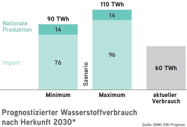 Aktueller H2-Bedarf und zukünftiger Importbedarf 