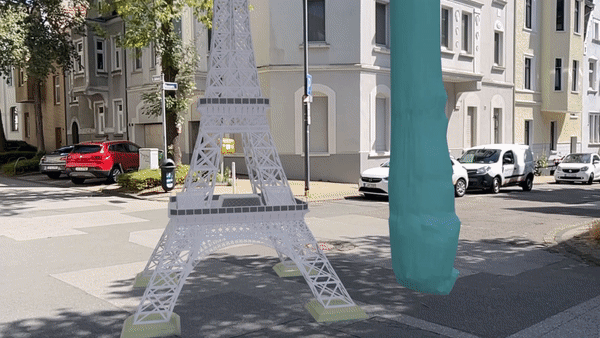 Kaverne neben Eiffelturm in Augmented Reality
